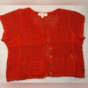 Rebellion Orange Open-Knit Sweater